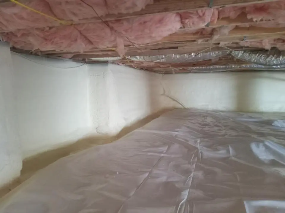 Crawl space encapsulation with closed-cell spray foam for Roof Waterproofing in Woodstock